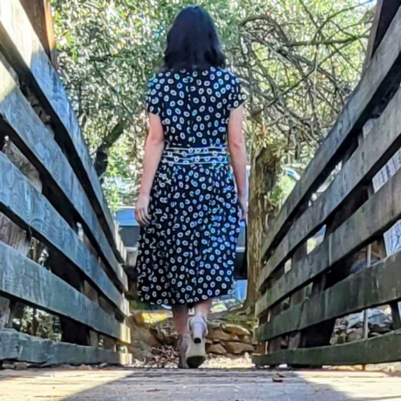 Vintage 80's-90's High Fashion Printed A-Line Dress Large - Picture 10 of 10